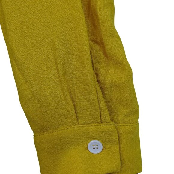 Yellow Gold Long Sleeve Collared Button Up Shirt Women Size L Casual Work - Picture 3 of 10